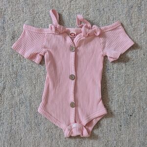 Pink Ribbed Kids One Piece